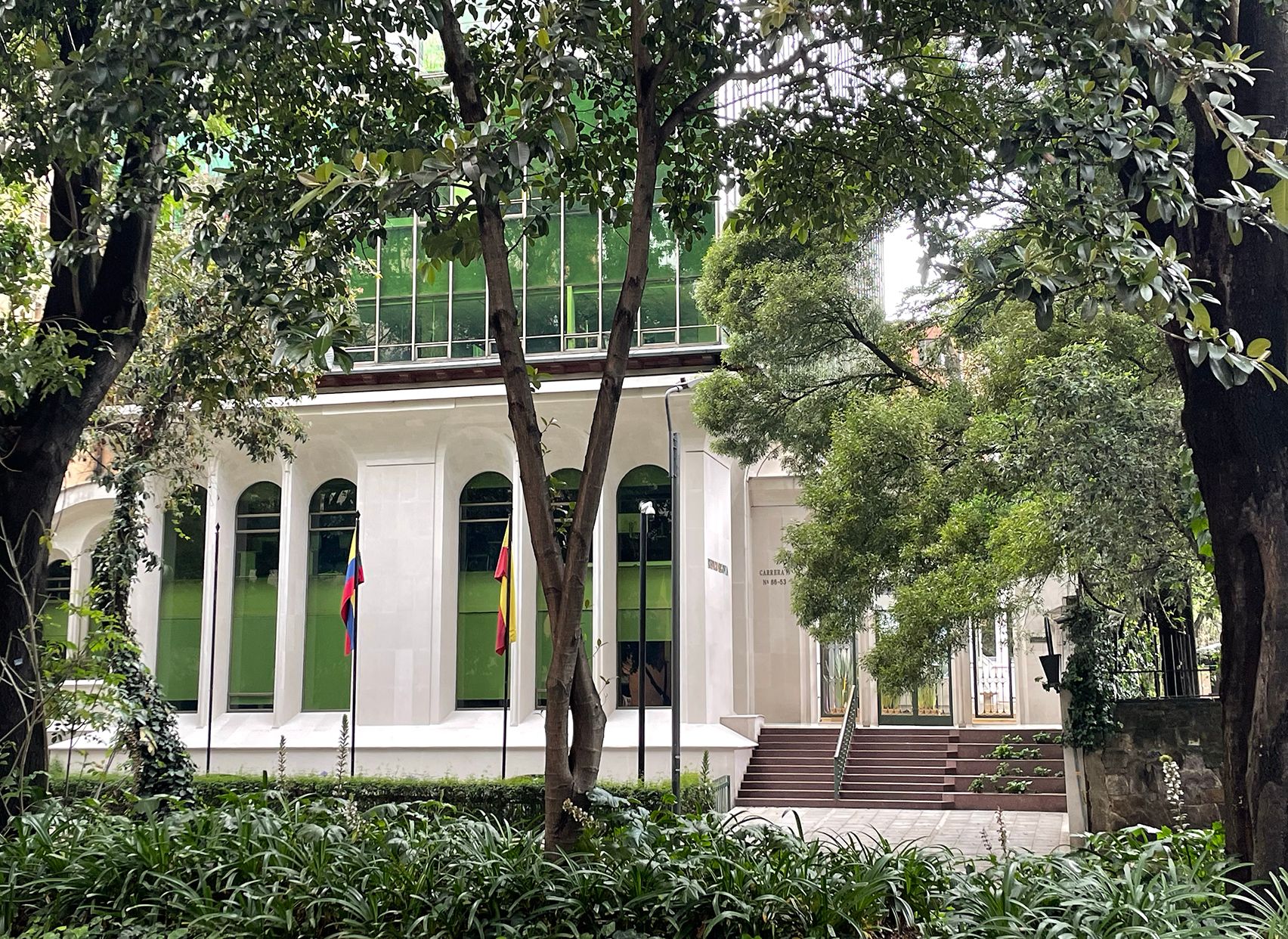 Building with green windows, classical