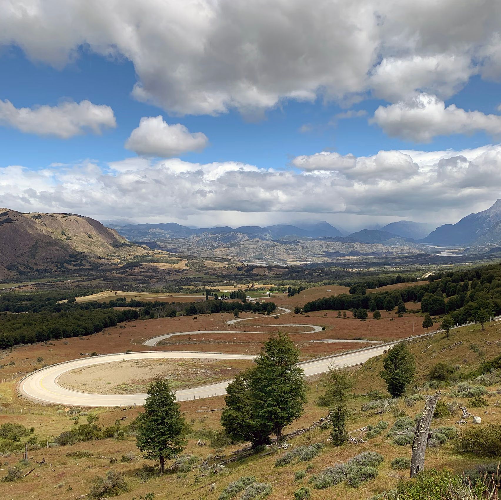 Descending switchback road