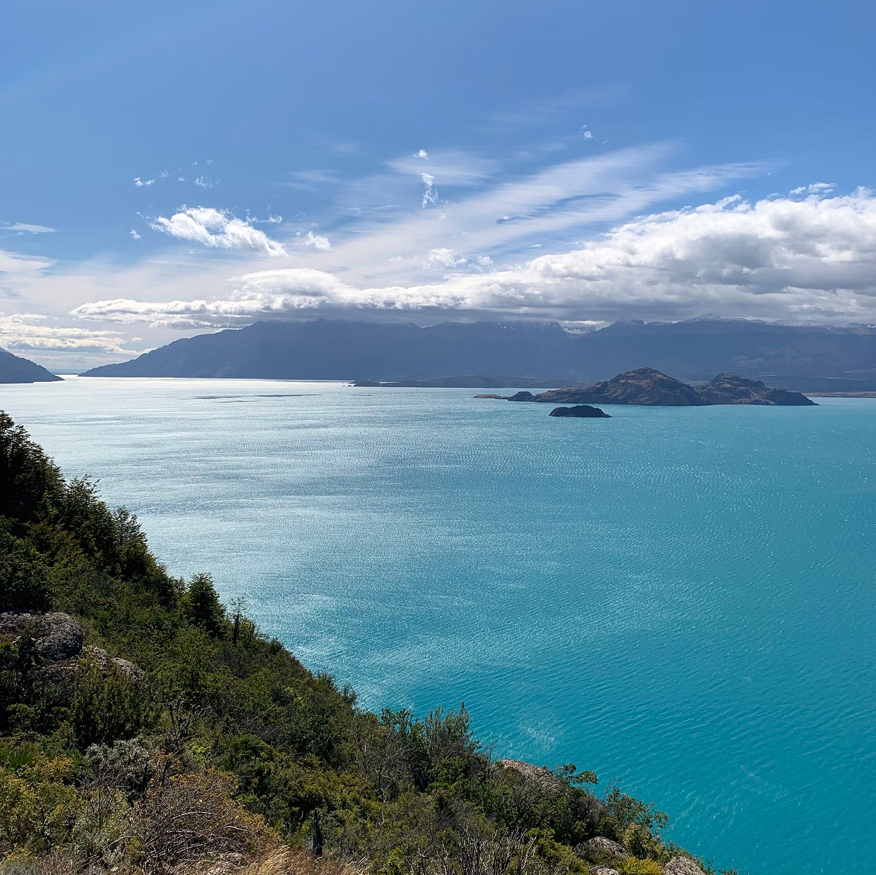 Backward view of lake from above
