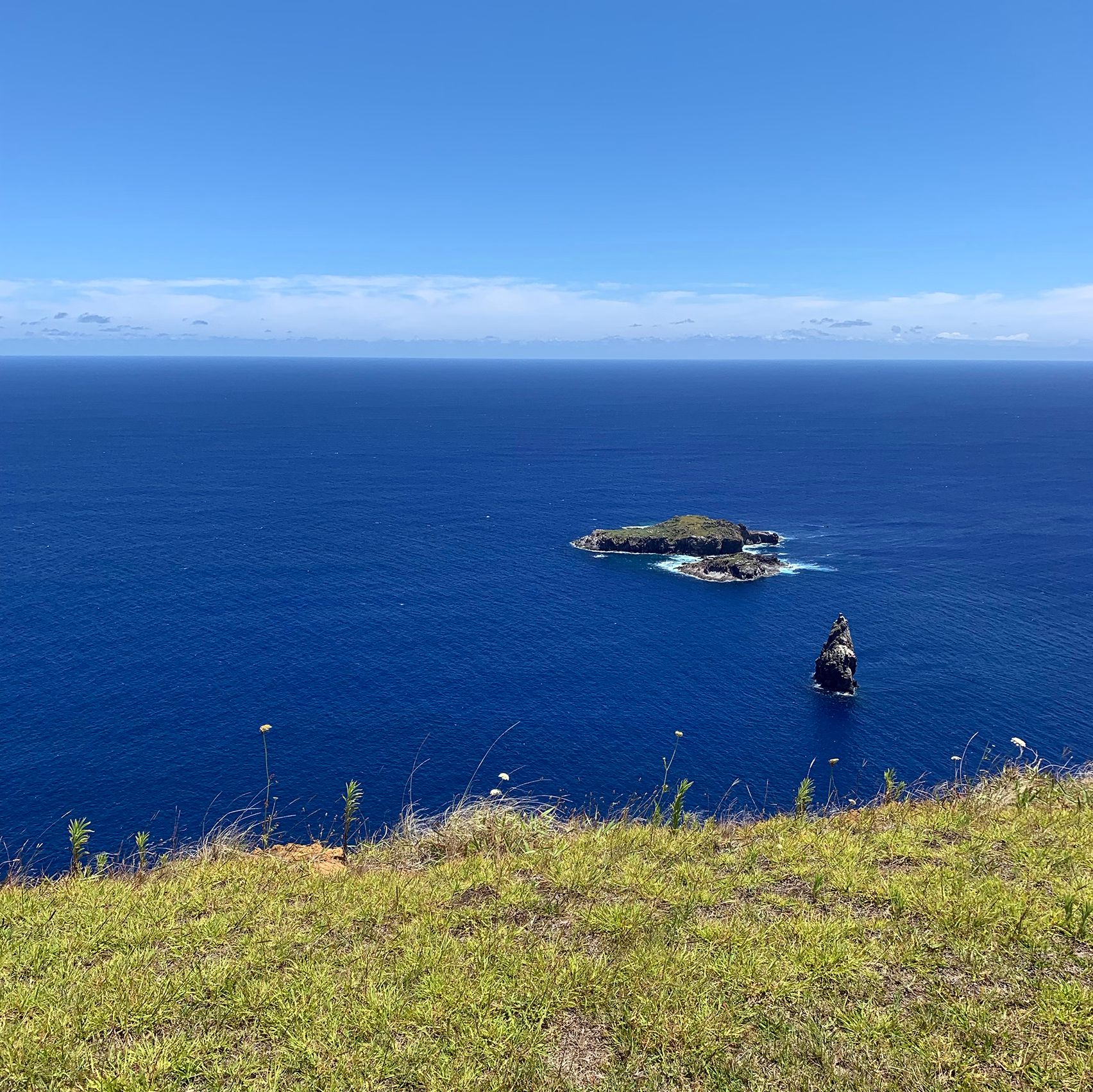 View of Moto Nui and Motu Iti from Rapa Nui