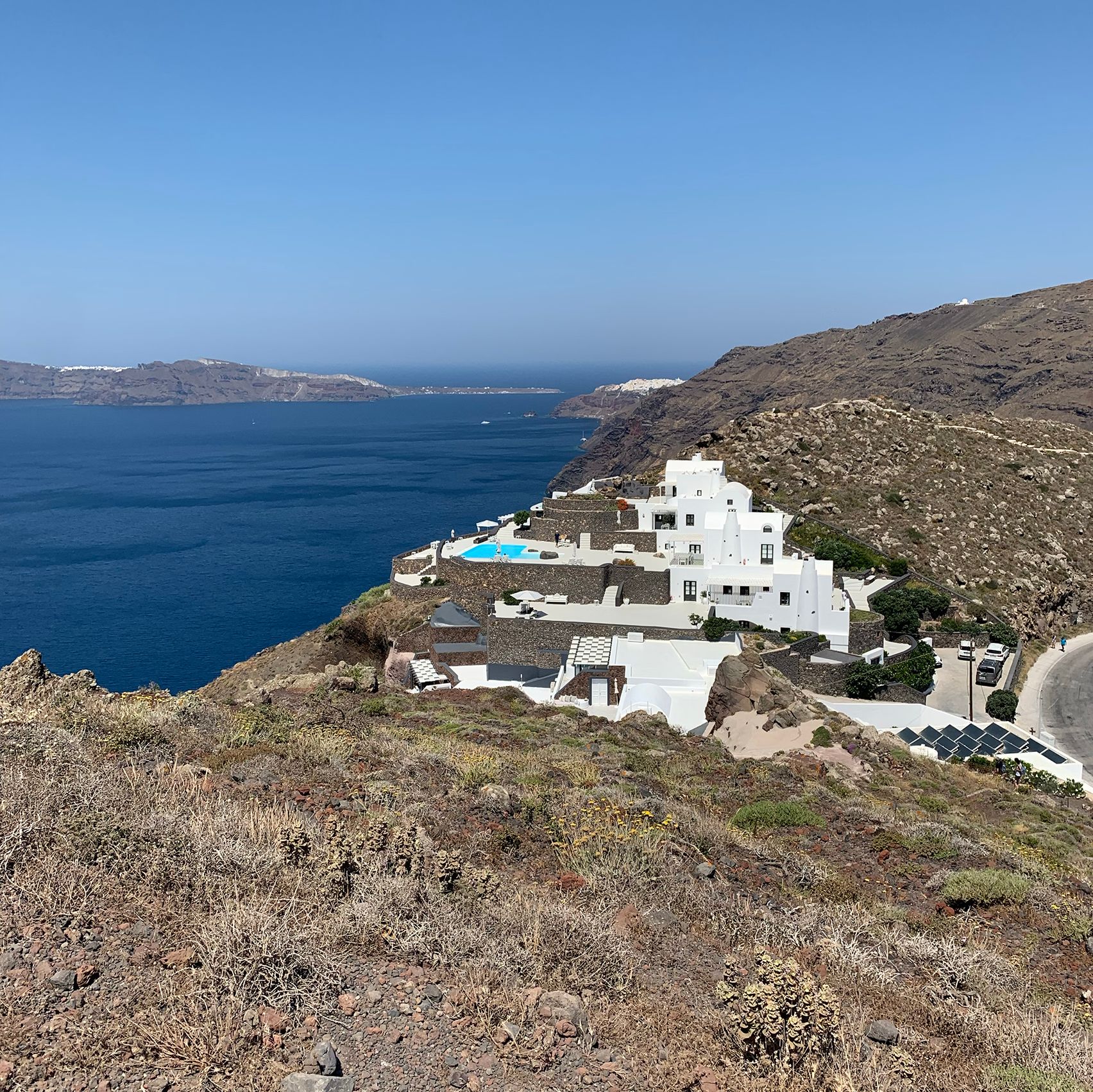 Santorini cliff-side, small village