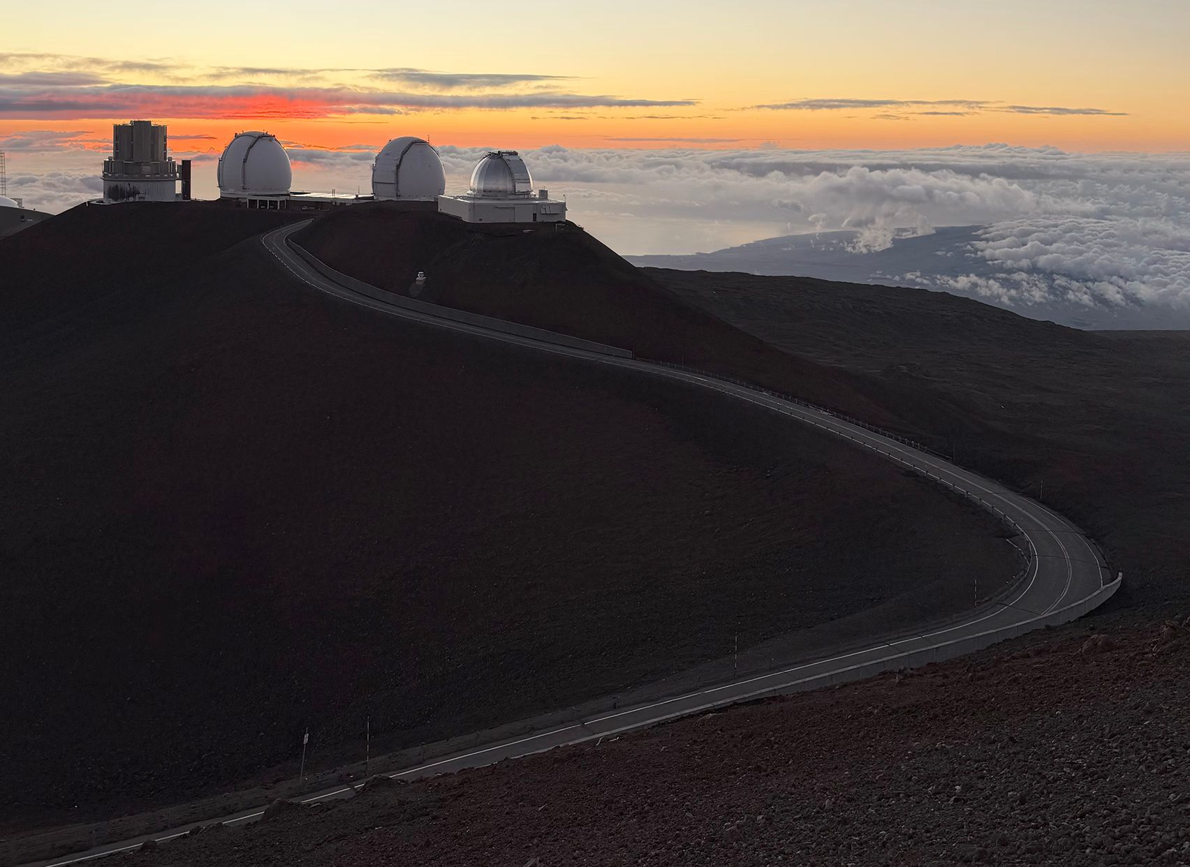 Four Mauna Kea telescopes at sunset