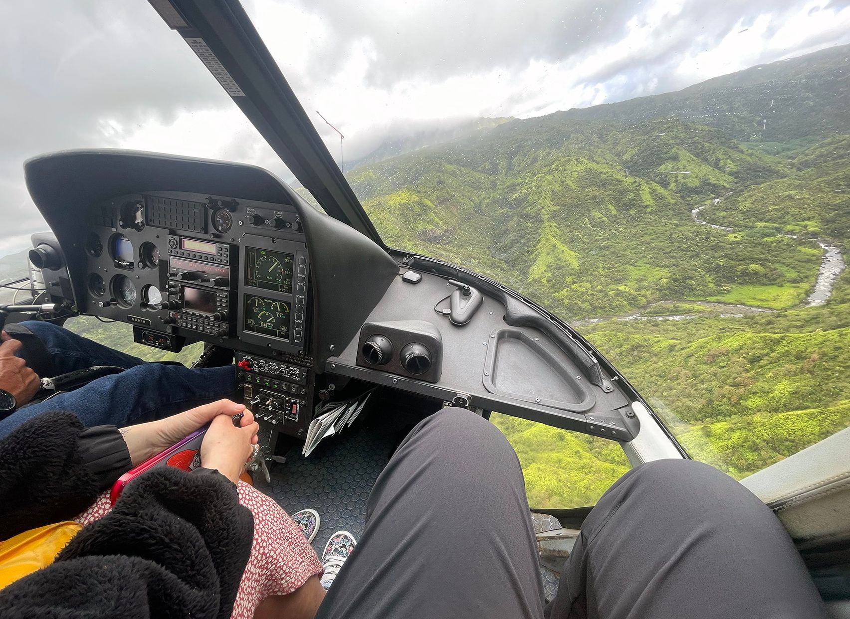 Helicopter view over rainforest