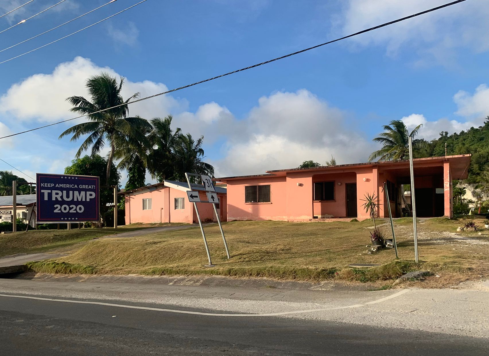 Roadside house with giant Trump 2020 sign