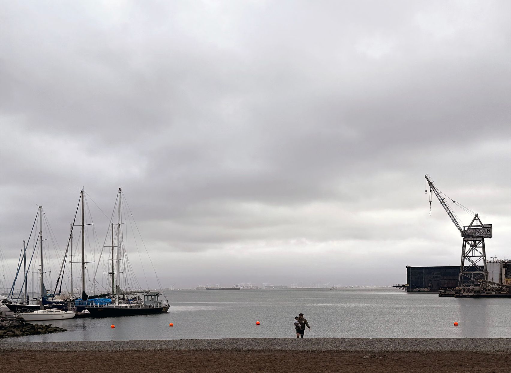 Marina with walking man