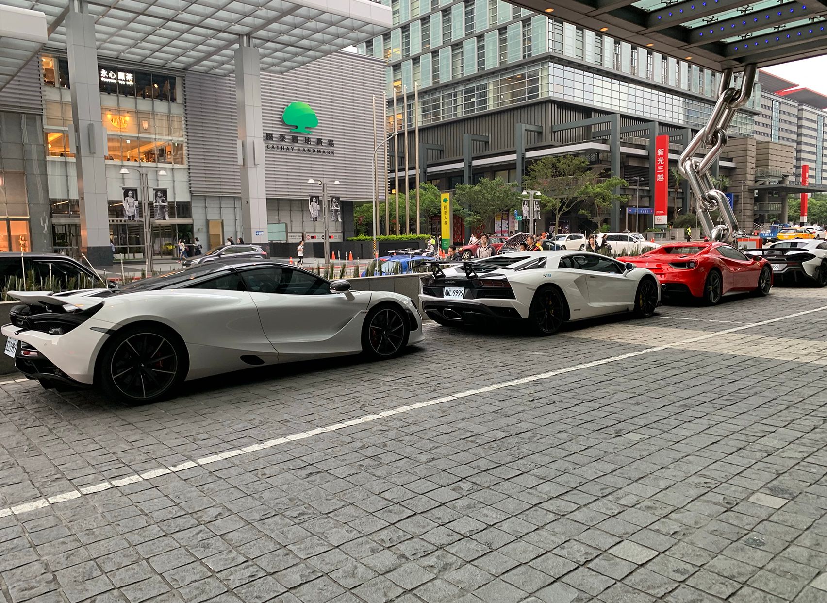 Driveway of sports cars