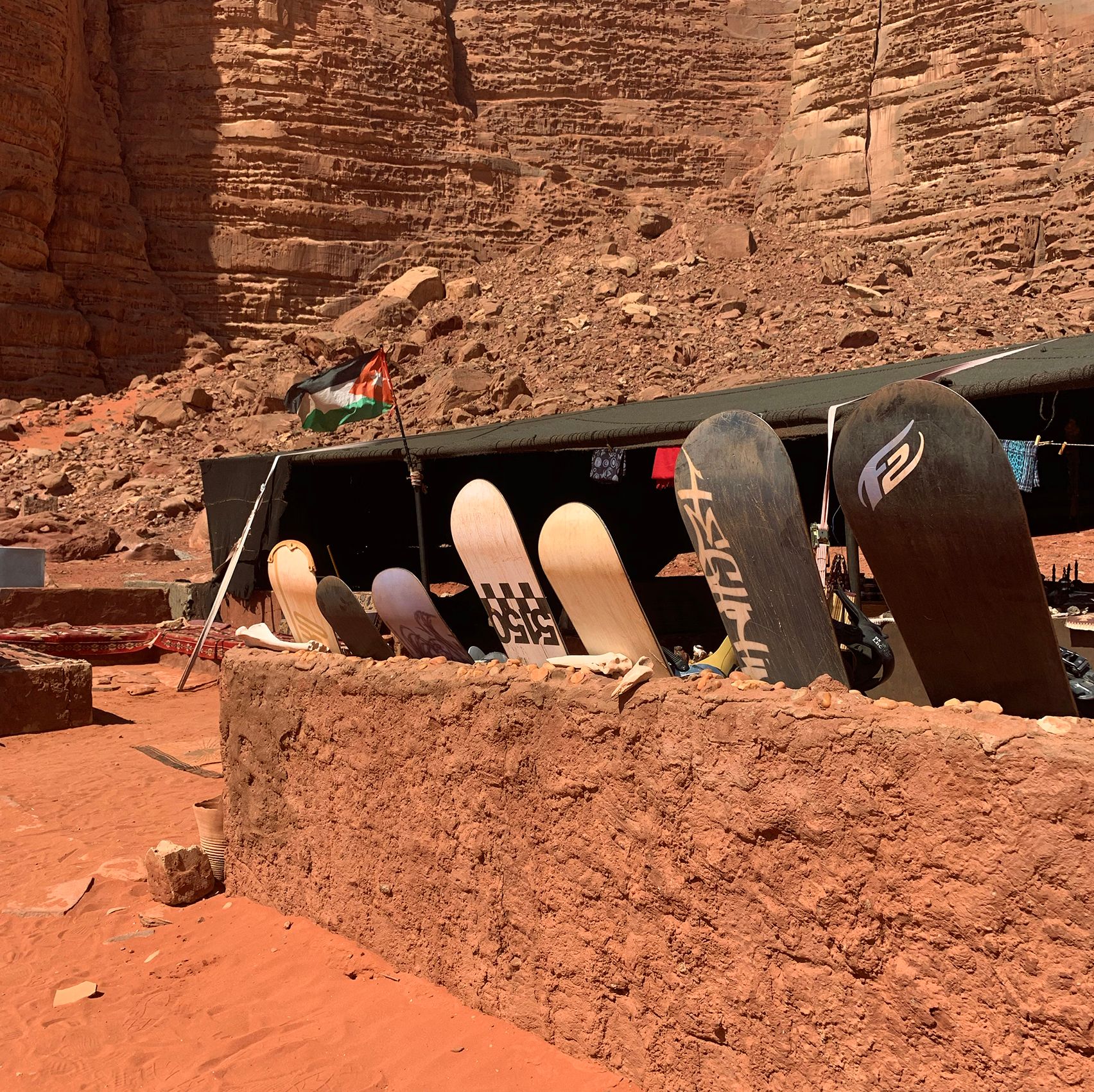 Desert snowboard rental stand